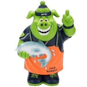 NFL Seattle Seahawks Caricature Piggy Bank Resin Team Logo New w Box Toy Coin